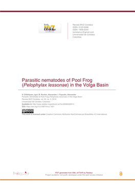 Parasitic Nematodes of Pool Frog (Pelophylax Lessonae) in the Volga Basin