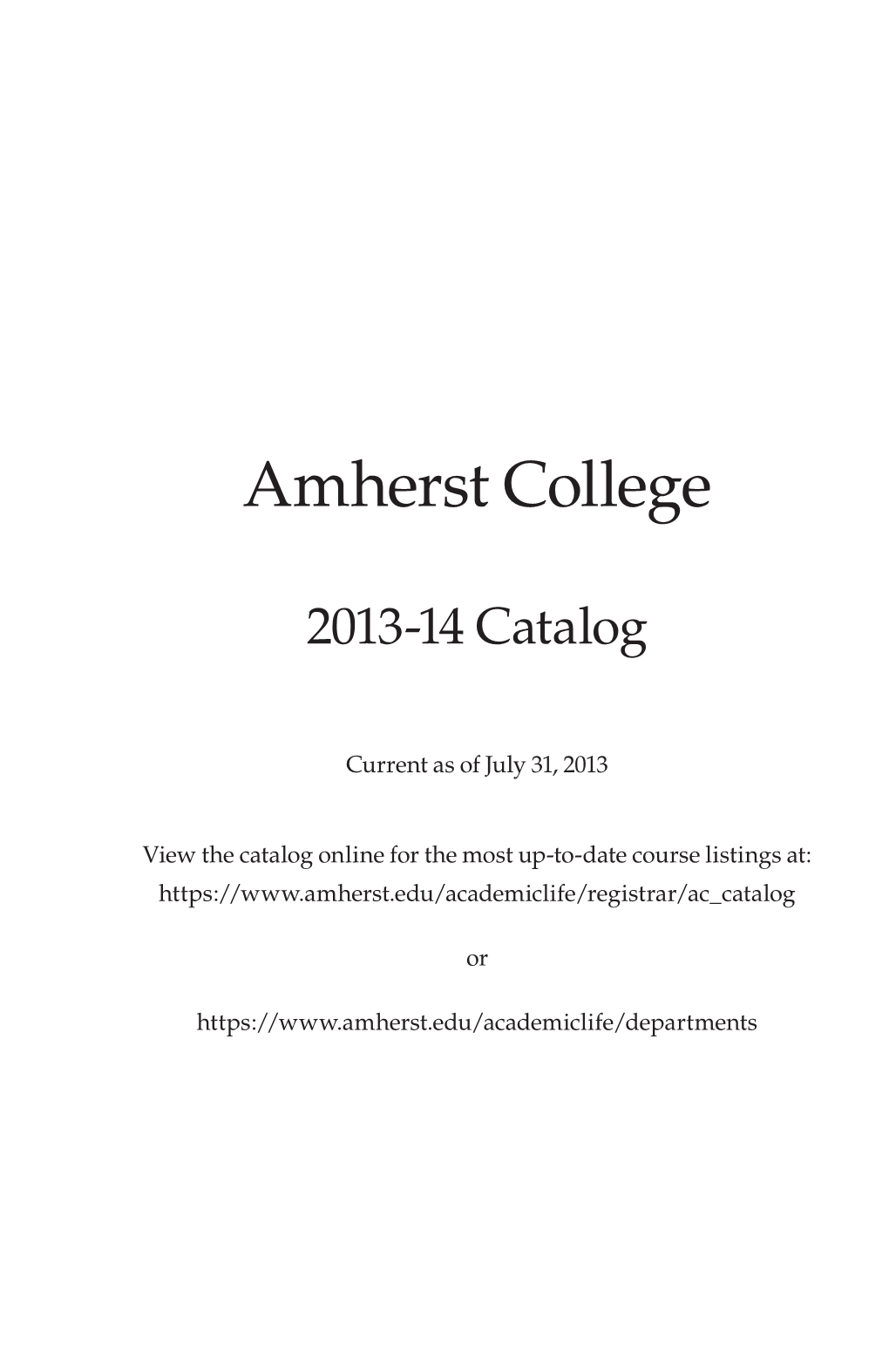 Amherst College Catalog Section I.Pdf