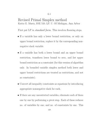 Revised Primal Simplex Method Katta G