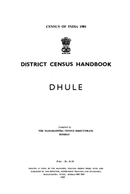 District Census Handbook, Dhule