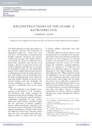 Reconstructions of the Globe: a Retrospective Gabriel Egan