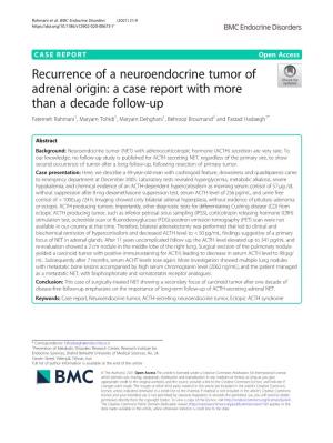 Recurrence of a Neuroendocrine Tumor of Adrenal Origin: a Case