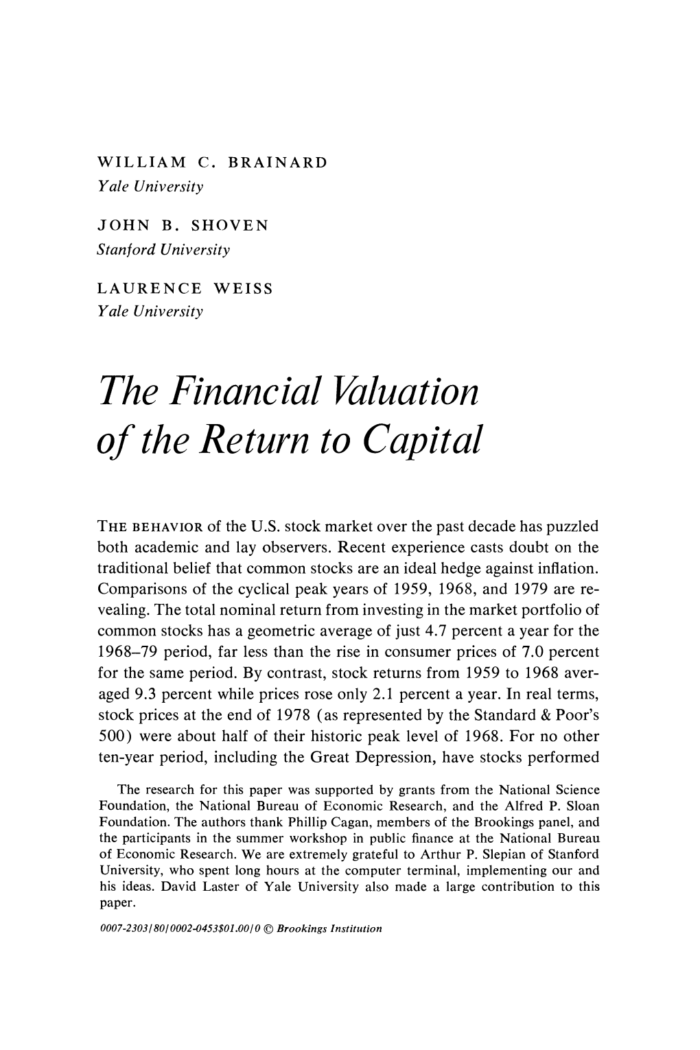 The Financial Valuation of the Return to Capital