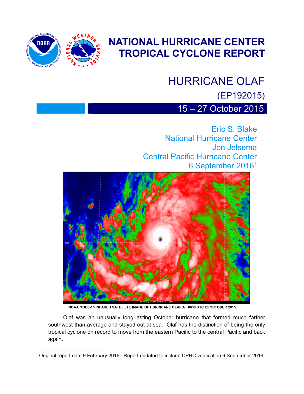 HURRICANE OLAF (EP192015) 15 – 27 October 2015