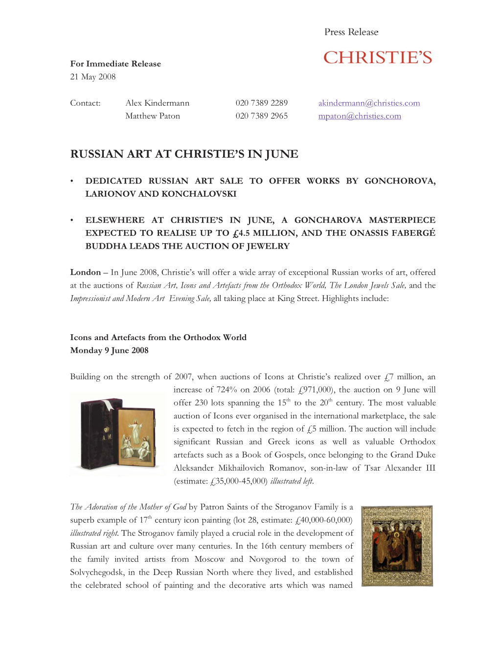 Russian Art at Christie's in June