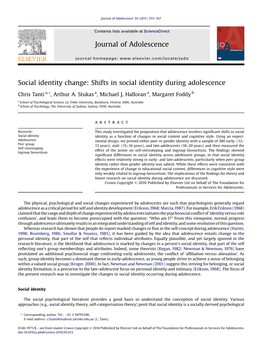 Shifts in Social Identity During Adolescence