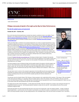 CVNC: an Online Arts Journal in North Carolina