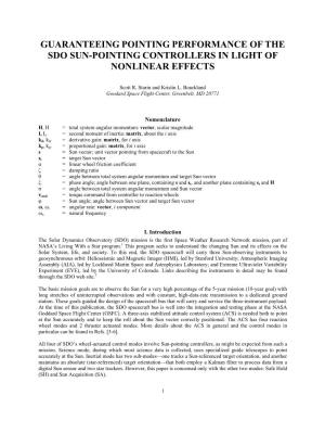 Guaranteeing Pointing Performance of the Sdo Sun-Pointing Controllers in Light of Nonlinear Effects