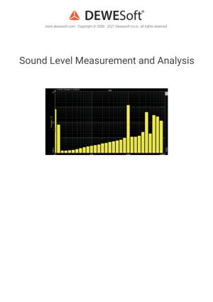 Sound Level Measurement and Analysis Sound Pressure and Sound Pressure Level