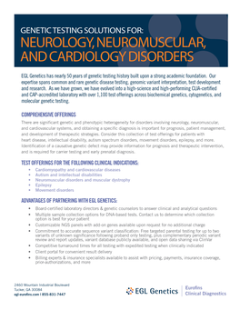 Neurology, Neuromuscular, and Cardiology Disorders