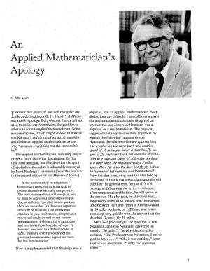 An Applied Mathematician's Apology