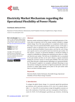 Electricity Market Mechanism Regarding the Operational Flexibility of Power Plants