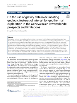 On the Use of Gravity Data in Delineating Geologic Features of Interest for Geothermal Exploration in the Geneva Basin (Switzerland): Prospects and Limitations L