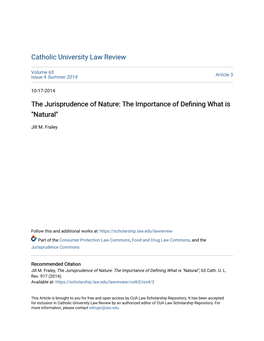 The Jurisprudence of Nature: the Importance of Defining What Is "Natural"