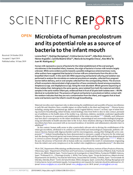 Microbiota of Human Precolostrum and Its Potential Role As a Source Of