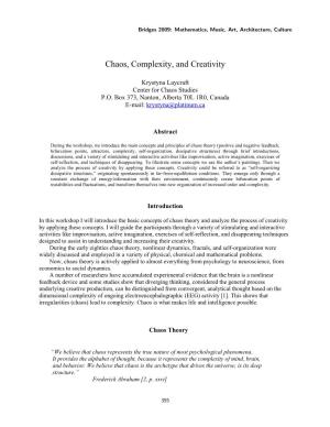 Chaos, Complexity, and Creativity