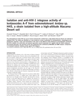 Isolation and Anti-HIV-1 Integrase Activity of Lentzeosides A–F from Extremotolerant Lentzea Sp