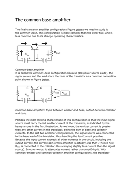 The Common Base Amplifier