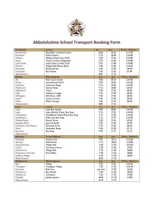 Abbotsholme School Transport Booking Form