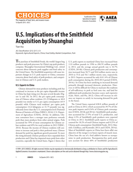 U.S. Implications of the Smithfield Acquisition by Shuanghui