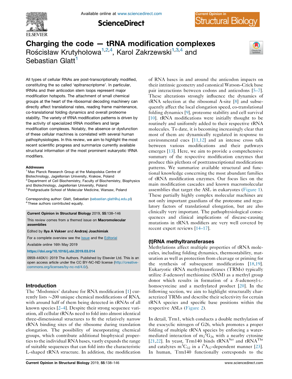 Charging the Code — Trna Modification Complexes