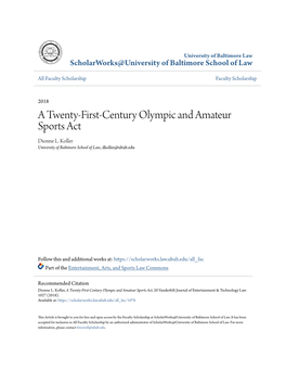 A Twenty-First-Century Olympic and Amateur Sports Act Dionne L