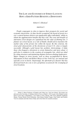 The Law and Economics of Street Layouts: How a Grid Pattern Benefits a Downtown