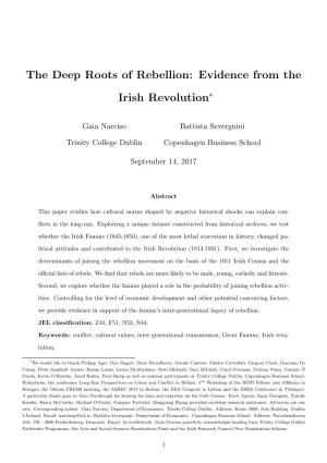 The Deep Roots of Rebellion: Evidence from the Irish Revolution∗