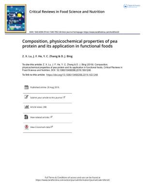 Composition, Physicochemical Properties of Pea Protein and Its Application in Functional Foods