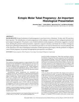 Ectopic Molar Tubal Pregnancy: an Important Histological Presentation