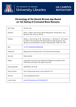 261 Chronology of the Danish Bronze Age Based on 14C