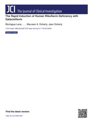 The Rapid Induction of Human Riboflavin Deficiency with Galactoflavin