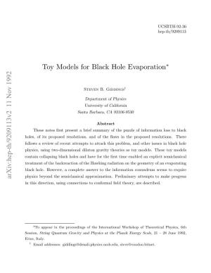 Toy Models for Black Hole Evaporation