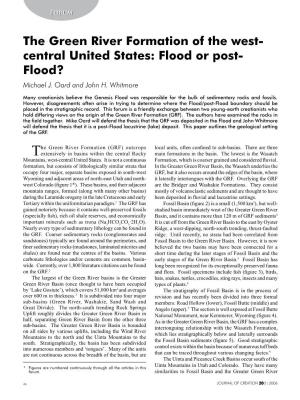 The Green River Formation of the West- Central United States: Flood Or Post- Flood? Michael J