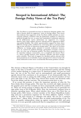 The Foreign Policy Views of the Tea Party1