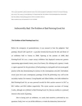 Indiscernibly Bad: the Problem of Bad Painting/Good