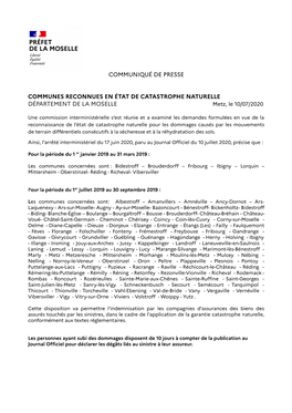 Communiqué De Presse Communes Reconnues En