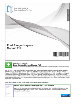 Ford Ranger Haynes Manual Pdf