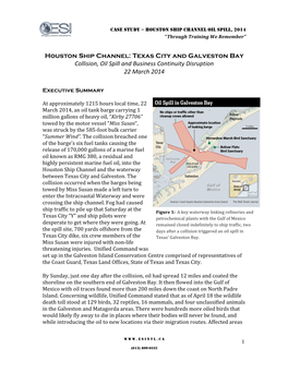 Houston Ship Channel: Texas City and Galveston Bay Collision, Oil Spill and Business Continuity Disruption 22 March 2014