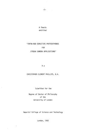 A Thesis Entitled "INFRA-RED SENSITIVE PHOTOCATHODES FOR