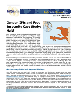 Gender, Ifis and Food Insecurity Case Study: Haiti