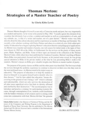 Strategies of a Master Teacher of Poetry