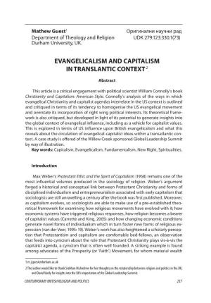 Evangelicalism and Capitalism in Translantic Context2