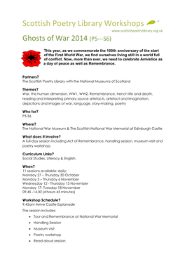 Scottish Poetry Library Workshops Ghosts of War 2014 (P5--‐S6)