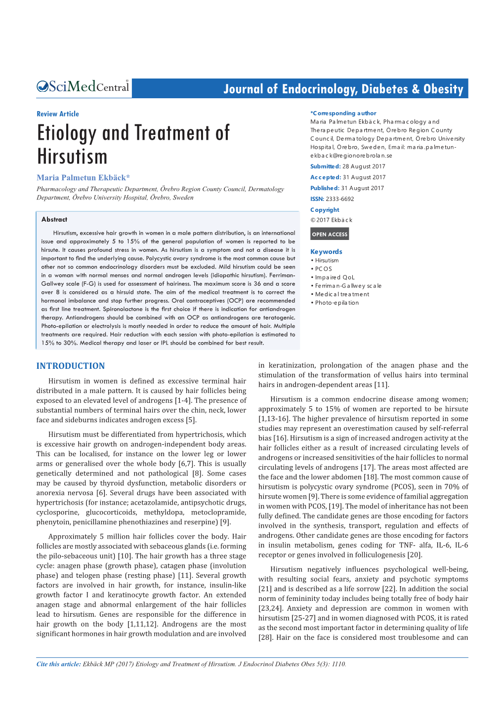 Etiology and Treatment of Hirsutism