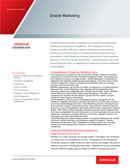 Data Sheet: Oracle E-Business Suite Marketing
