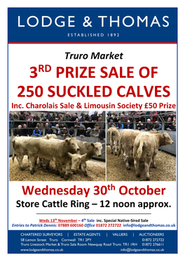 3 Prize Sale of 250 Suckled Calves