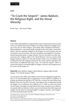 James Baldwin, the Religious Right, and the Moral Minority