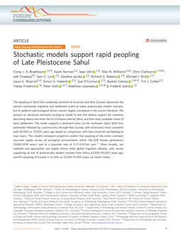Stochastic Models Support Rapid Peopling of Late Pleistocene Sahul ✉ Corey J
