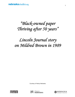 Lincoln Journal Story on Mildred Brown in 1989